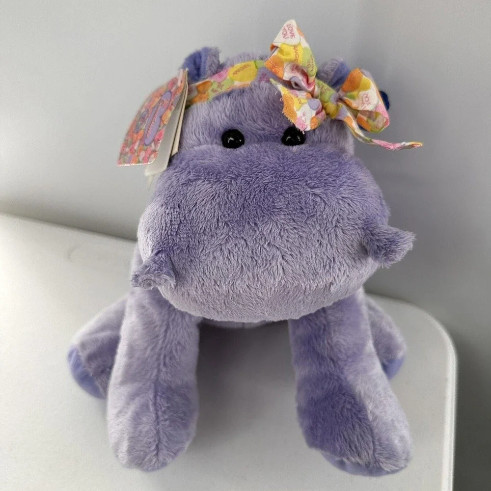Necco‎ Sweethearts Plush Hippo Candy Bow Applause 12